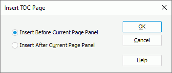 Insert TOC Page dialog box